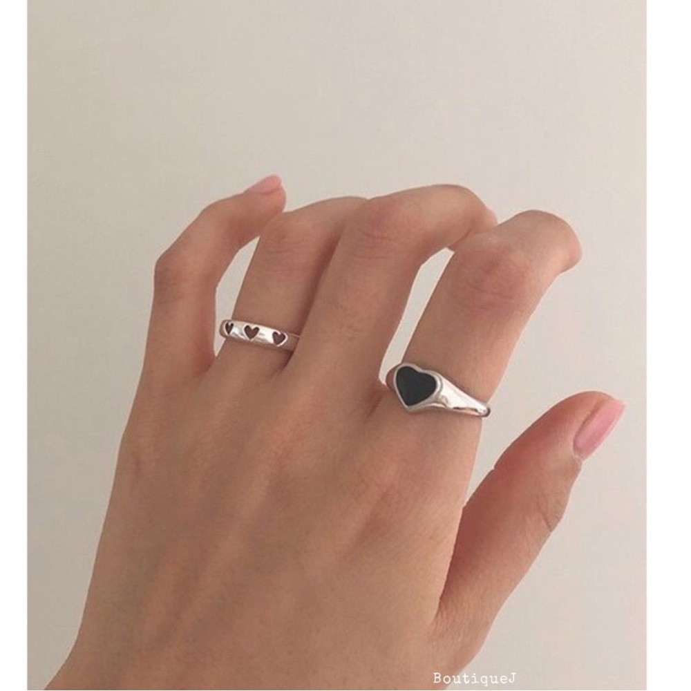 Heart ring, silver heart ring, hollow heart ring, stacking ring silver
